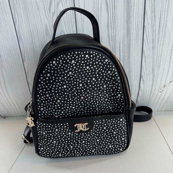 Juicy Couture Black Rhinestone Dazzle Backpack Bling Sparkle - Picture 1 of 8